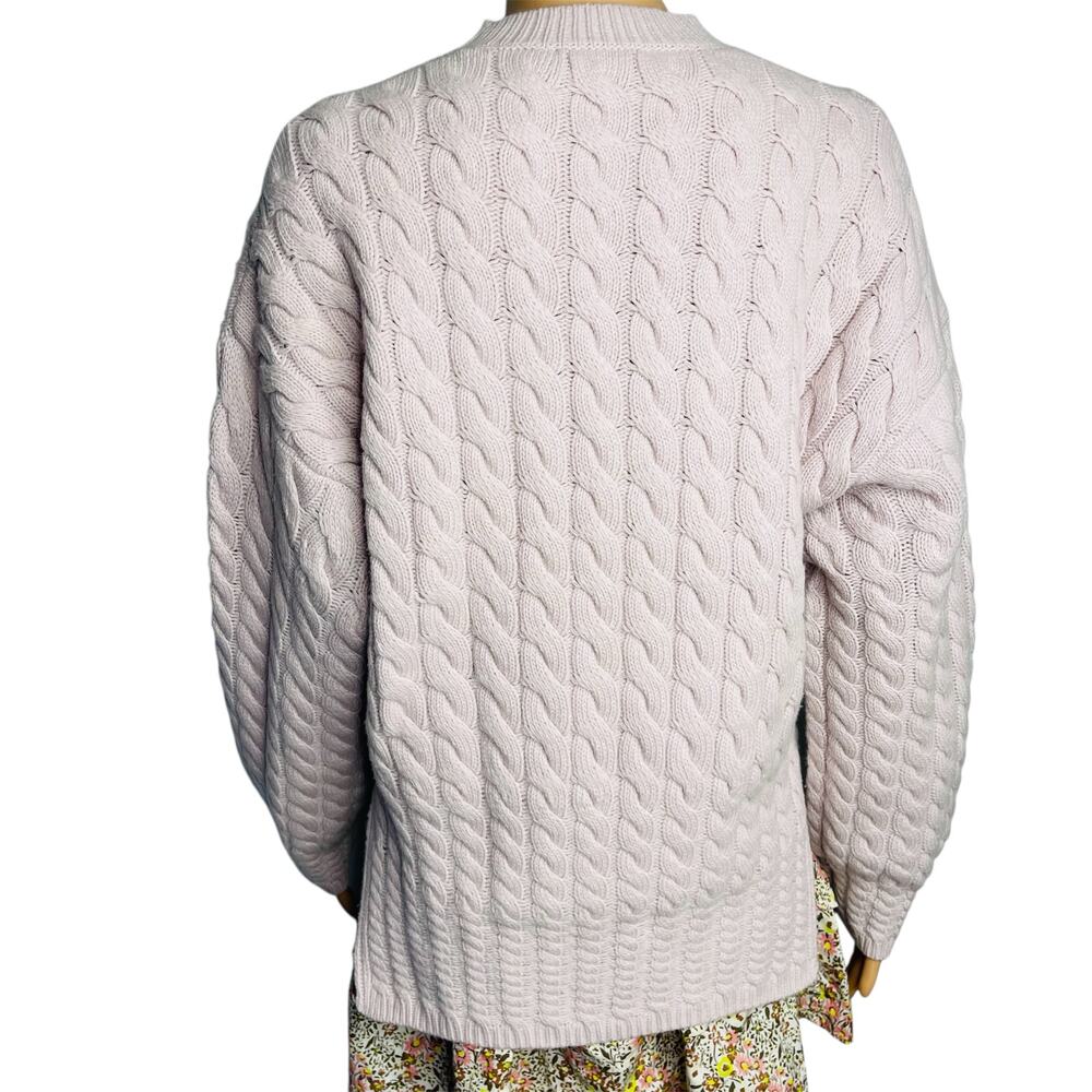 Theory Womens Karenia crew cable knit pullover sweater XS pink wool/cashmere - Picture 5 of 9